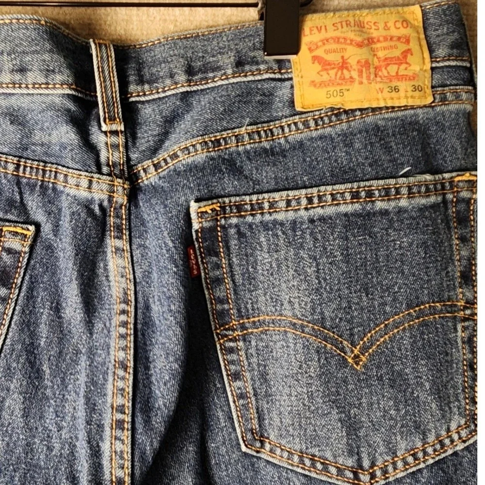 Levi's‎ 505 Regular Fit Jeans Mens 36x30 Blue Excellent Straight Leg Denim